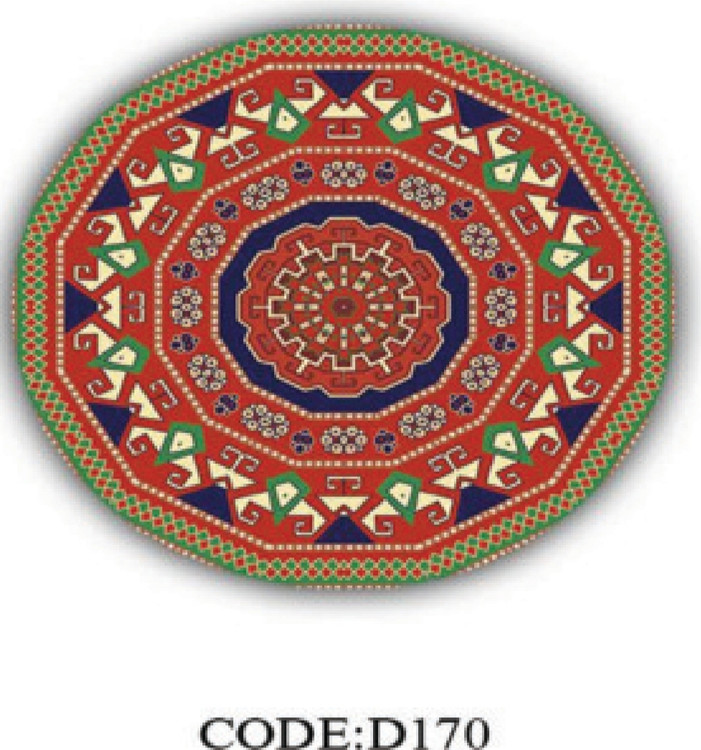 خرید ارزان فرشینه گرد ورساچه فرشینه آفتاب کدD170مخمل شانل ترک استپدار