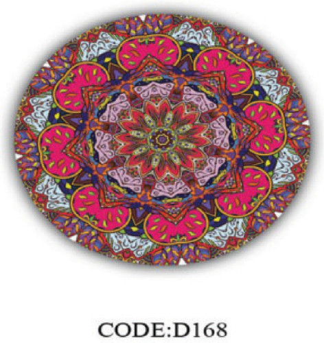 خرید ارزان فرشینه گرد ورساچه فرشینه آفتاب کدD168مخمل شانل ترک استپدار