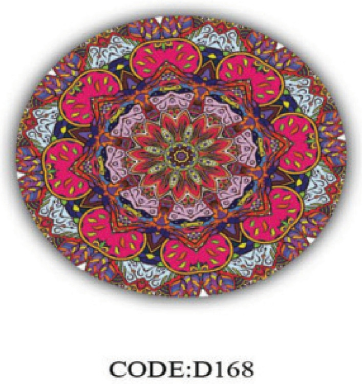 خرید ارزان فرشینه گرد ورساچه فرشینه آفتاب کدD168مخمل شانل ترک استپدار