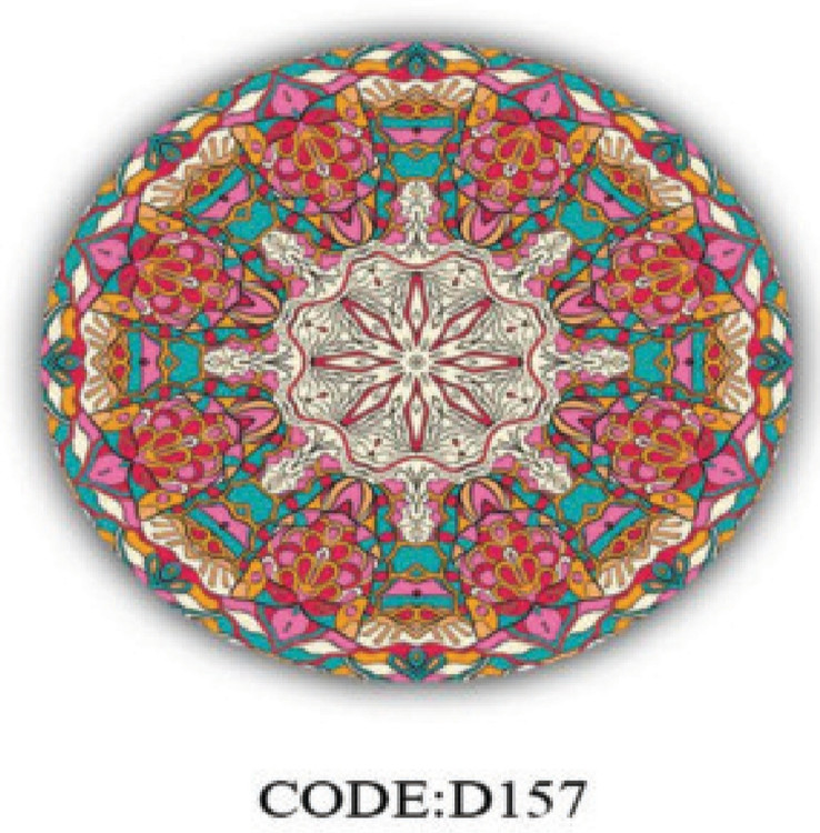 خرید ارزان فرشینه گرد فرشینه آفتاب کدD157مخمل شانل ترک استپدار