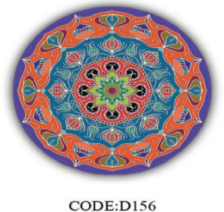 خرید ارزان فرشینه گرد فرشینه آفتاب کدD156مخمل شانل ترک استپدار