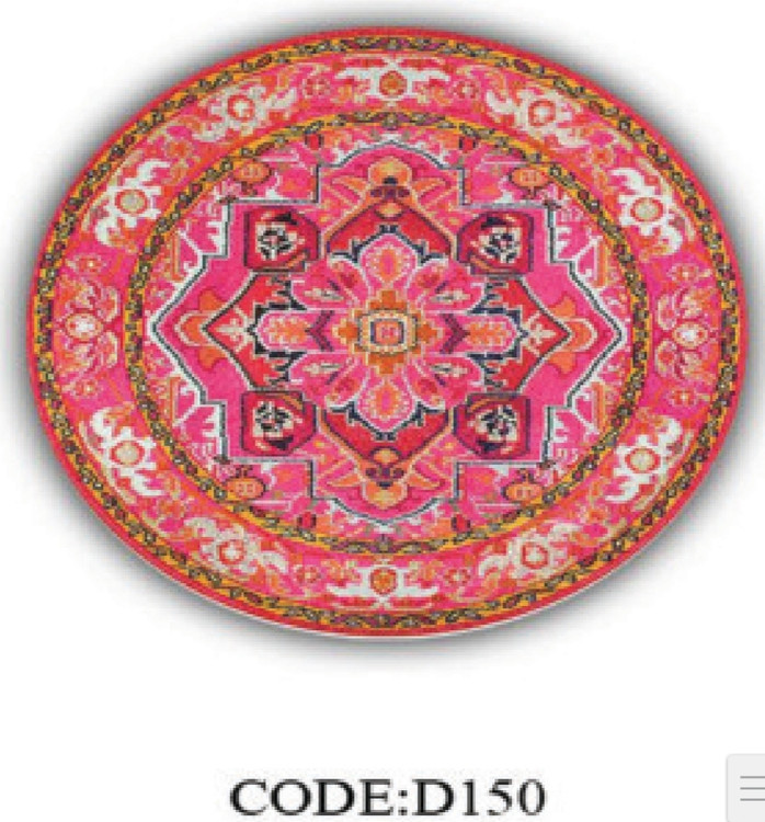 خرید ارزان فرشینه گرد فرشینه آفتاب کدD150مخمل شانل ترک استپدار
