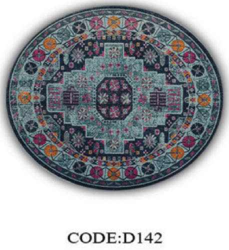 خرید ارزان فرشینه گرد فرشینه آفتاب کدD142مخمل شانل ترک استپدار