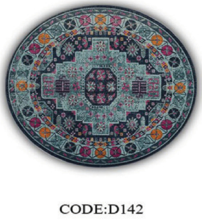 خرید ارزان فرشینه گرد فرشینه آفتاب کدD142مخمل شانل ترک استپدار