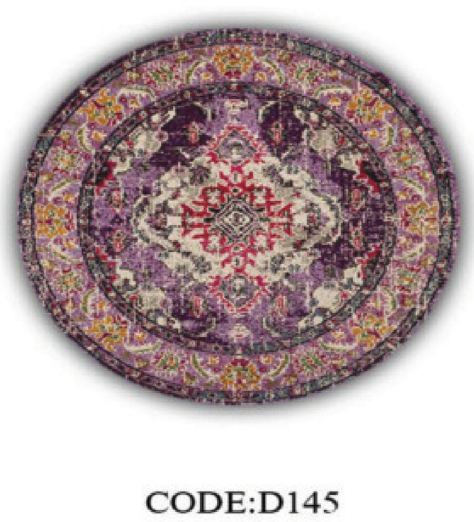 خرید ارزان فرشینه گرد فرشینه آفتاب کدD145مخمل شانل ترک استپدار