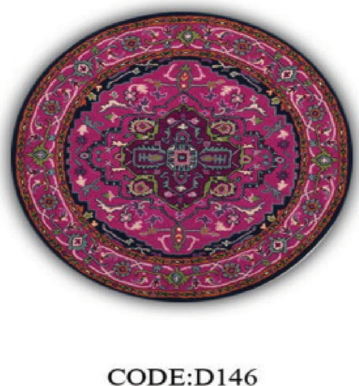 خرید ارزان فرشینه گرد فرشینه آفتاب کدD146مخمل شانل ترک استپدار