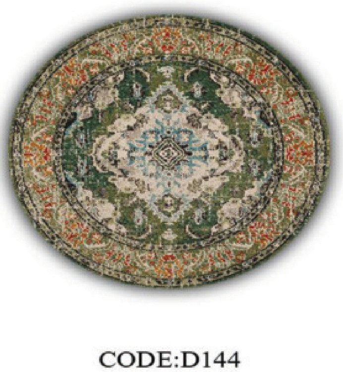 خرید ارزان فرشینه گرد فرشینه آفتاب کدD144مخمل شانل ترک استپدار