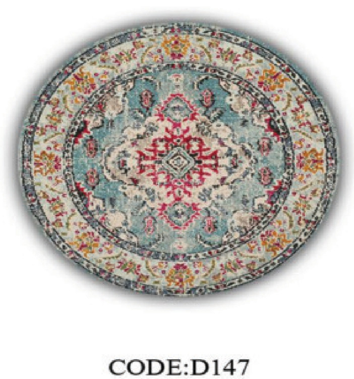 خرید ارزان فرشینه گرد فرشینه آفتاب کدD147مخمل شانل ترک استپدار