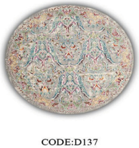 خرید ارزان فرشینه گرد فرشینه آفتاب کدD137مخمل شانل ترک استپدار