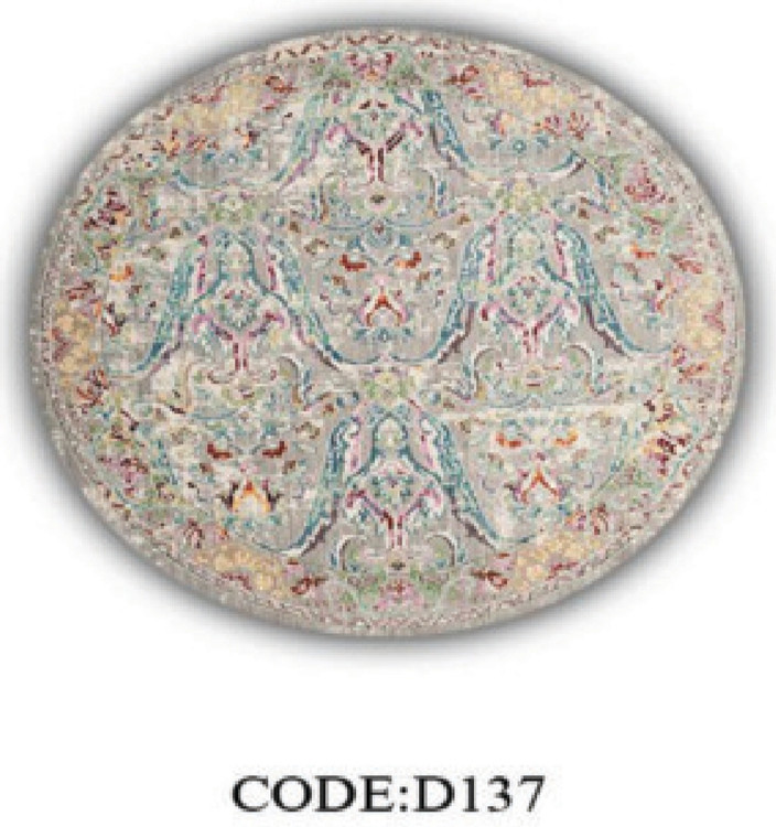 خرید ارزان فرشینه گرد فرشینه آفتاب کدD137مخمل شانل ترک استپدار