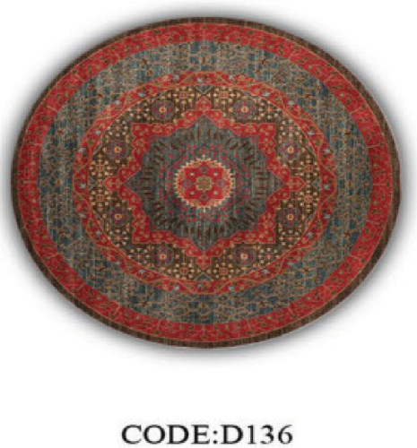 خرید ارزان فرشینه گرد فرشینه آفتاب کدD136مخمل شانل ترک استپدار