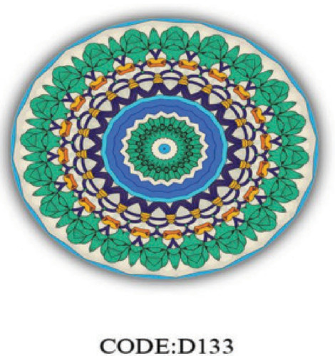 خرید ارزان فرشینه گرد فرشینه آفتاب کدD133مخمل شانل ترک استپدار