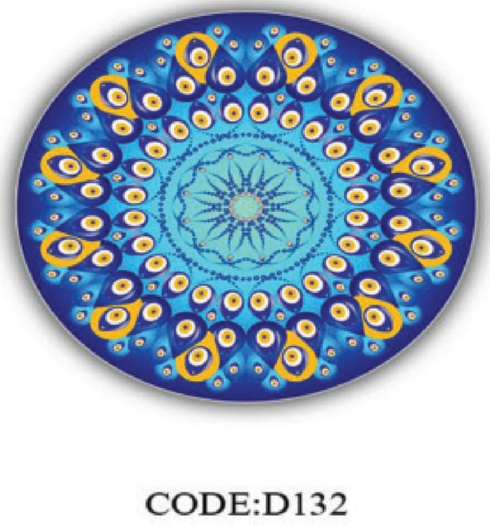 خرید ارزان فرشینه گرد فرشینه آفتاب کدD132مخمل شانل ترک استپدار