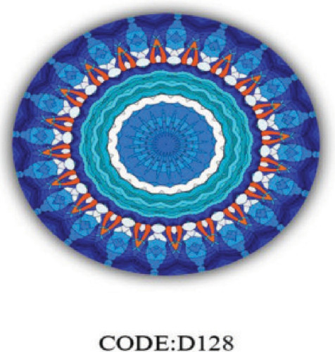 خرید ارزان فرشینه گرد فرشینه آفتاب کدD128مخمل شانل ترک استپدار