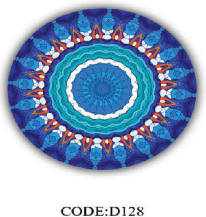 خرید ارزان فرشینه گرد فرشینه آفتاب کدD128مخمل شانل ترک استپدار