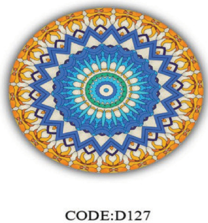 خرید ارزان فرشینه گرد فرشینه آفتاب کدD127مخمل شانل ترک استپدار