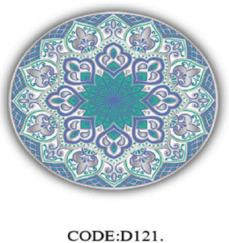 خرید ارزان فرشینه گرد فرشینه آفتاب کدD121مخمل شانل ترک استپدار