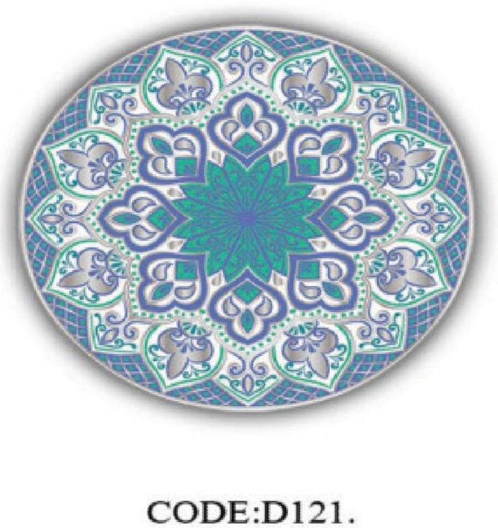 خرید ارزان فرشینه گرد فرشینه آفتاب کدD121مخمل شانل ترک استپدار