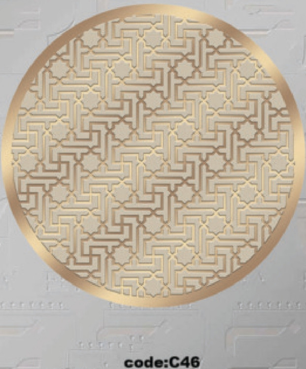 خرید ارزان فرشینه گرد فرشینه آفتاب کدC46مخمل شانل ترک استپدار