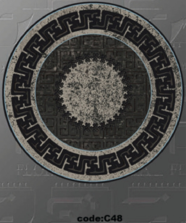 خرید ارزان فرشینه گرد فرشینه آفتاب کدC48مخمل شانل ترک استپدار