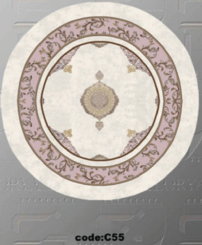 خرید ارزان فرشینه گرد فرشینه آفتاب کدC55مخمل شانل ترک استپدار