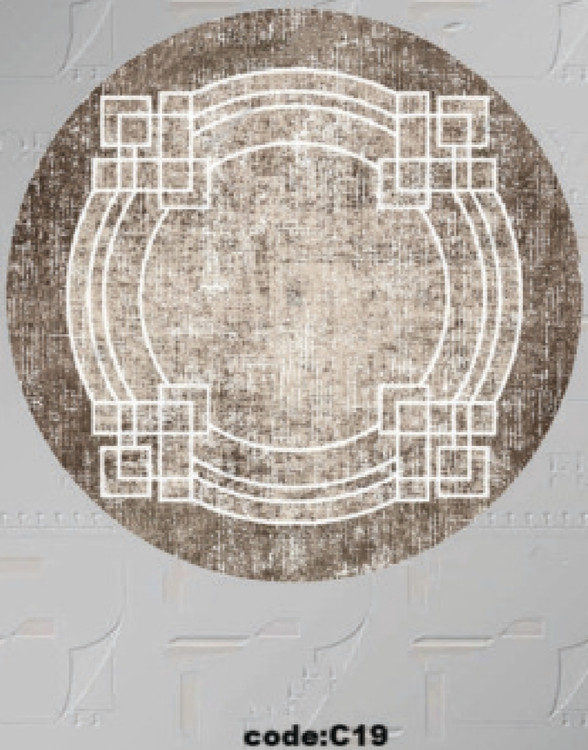 خرید ارزان فرشینه گرد فرشینه آفتاب کدC19مخمل شانل ترک استپدار