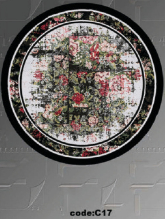 خرید ارزان فرشینه گرد فرشینه آفتاب کدC17مخمل شانل ترک استپدار