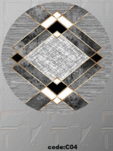 خرید ارزان فرشینه گرد فرشینه آفتاب کدC04مخمل شانل ترک استپدار