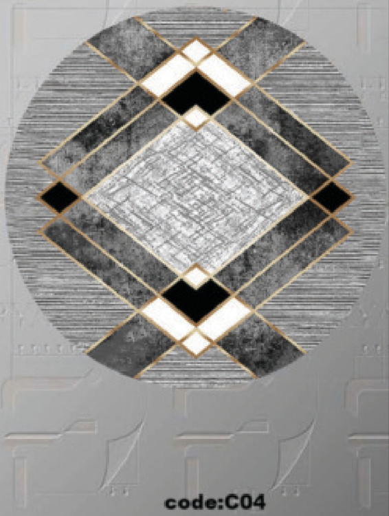 خرید ارزان فرشینه گرد فرشینه آفتاب کدC04مخمل شانل ترک استپدار