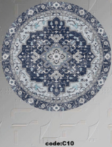 خرید ارزان فرشینه گرد فرشینه آفتاب کدC10مخمل شانل ترک استپدار