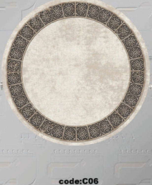 خرید ارزان فرشینه گرد فرشینه آفتاب کدC06مخمل شانل ترک استپدار