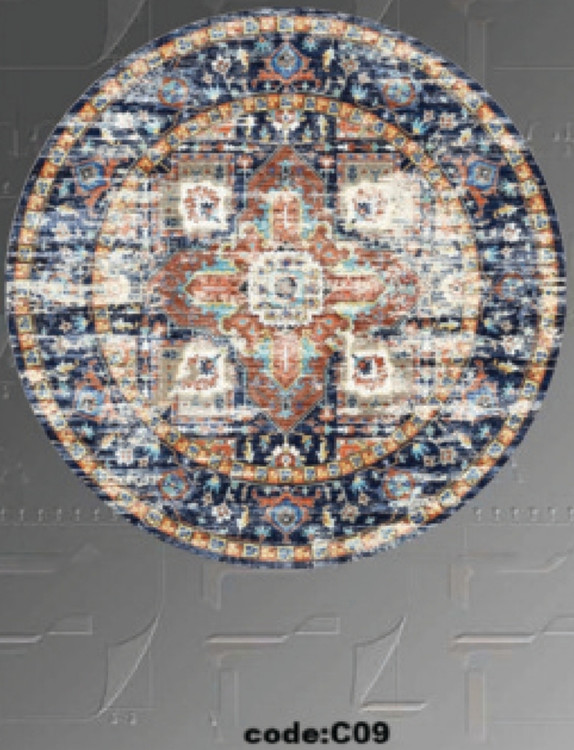 خرید ارزان فرشینه گرد فرشینه آفتاب کدC09مخمل شانل ترک استپدار