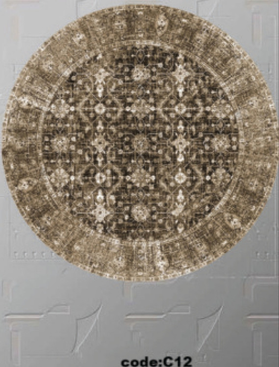 خرید ارزان فرشینه گرد فرشینه آفتاب کدC12مخمل شانل ترک استپدار