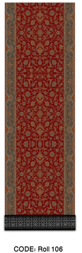خرید ارزان فرش راهرو و کناره فرشینه آفتاب کدRoll106مخمل شانل استپدار