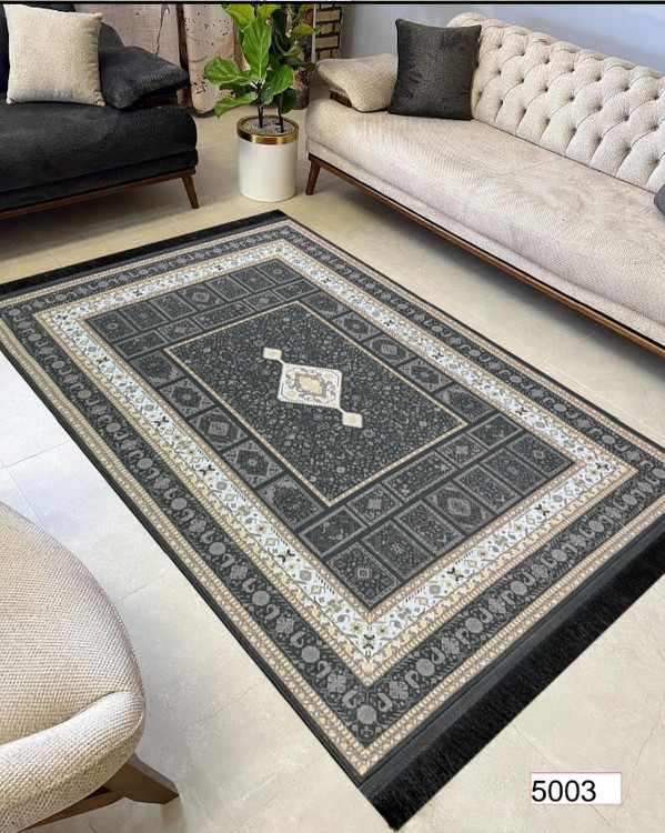 خرید ارزان فرشینه اصفهان طرح قشقایی فرشینه آفتاب کد5003مخمل شانل استپدار