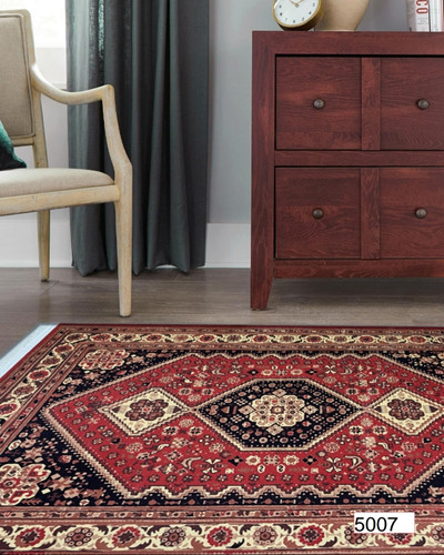 خرید ارزان فرشینه اصفهان طرح قشقایی فرشینه آفتاب کد5007مخمل شانل استپدار