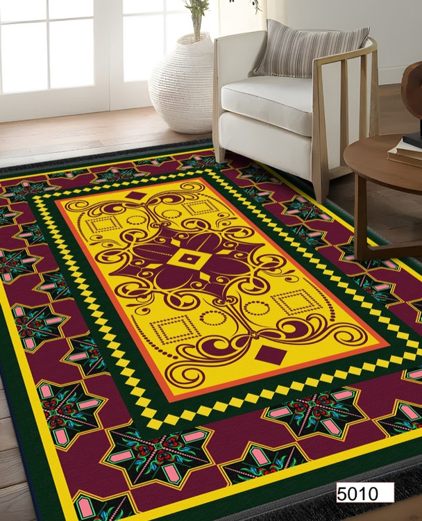 خرید ارزان فرشینه اصفهان طرح قشقایی فرشینه آفتاب کد5010مخمل شانل استپدار