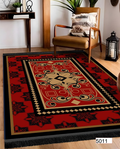 خرید ارزان فرشینه اصفهان طرح قشقایی فرشینه آفتاب کد5011مخمل شانل استپدار