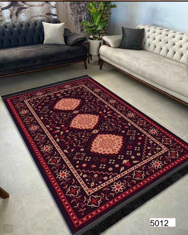 خرید ارزان فرشینه اصفهان طرح قشقایی فرشینه آفتاب کد5012مخمل شانل استپدار