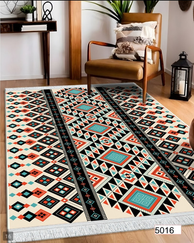 خرید ارزان فرشینه اصفهان طرح قشقایی فرشینه آفتاب کد5016مخمل شانل استپدار