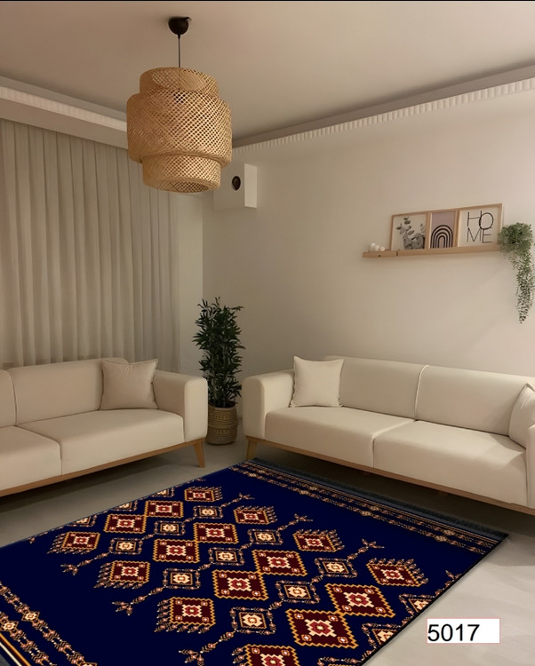 خرید ارزان فرشینه اصفهان طرح قشقایی فرشینه آفتاب کد5017مخمل شانل استپدار