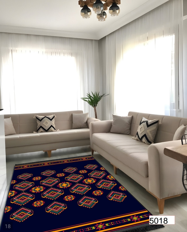 خرید ارزان فرشینه اصفهان طرح قشقایی فرشینه آفتاب کد5018مخمل شانل استپدار