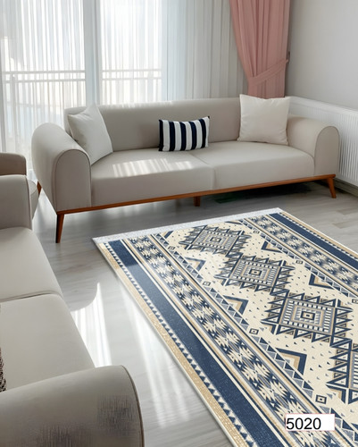 خرید ارزان فرشینه اصفهان طرح قشقایی فرشینه آفتاب کد5020مخمل شانل استپدار