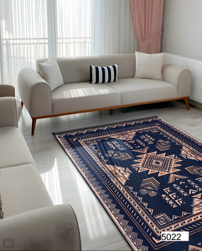 خرید ارزان فرشینه اصفهان طرح قشقایی فرشینه آفتاب کد5022مخمل شانل استپدار