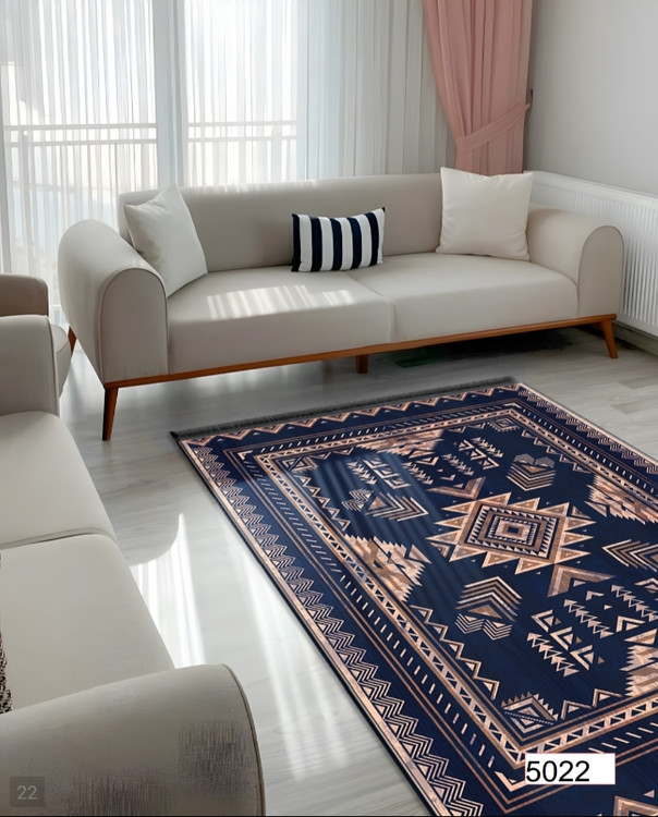 خرید ارزان فرشینه اصفهان طرح قشقایی فرشینه آفتاب کد5022مخمل شانل استپدار