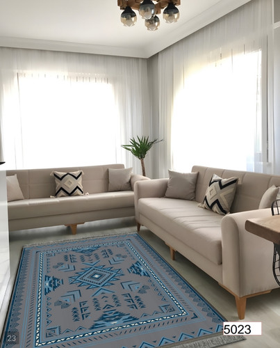 خرید ارزان فرشینه اصفهان طرح قشقایی فرشینه آفتاب کد5023مخمل شانل استپدار