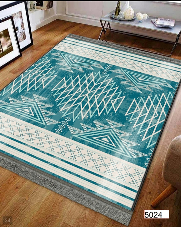 خرید ارزان فرشینه اصفهان طرح قشقایی فرشینه آفتاب کد5024مخمل شانل استپدار