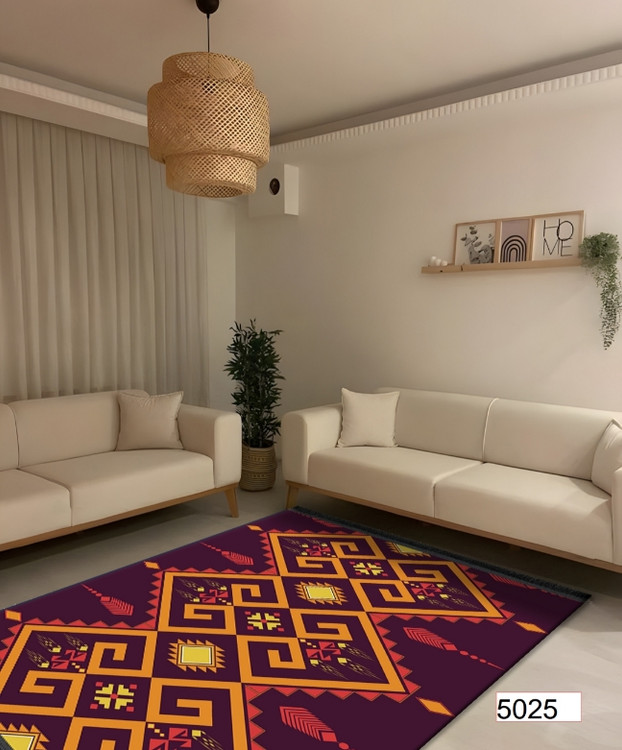 خرید ارزان فرشینه اصفهان طرح قشقایی فرشینه آفتاب کد5025مخمل شانل استپدار