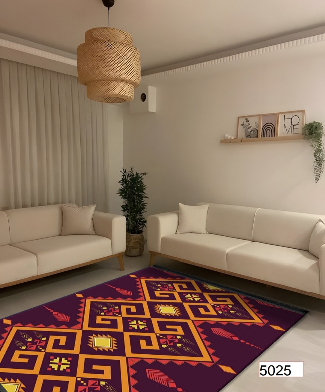 خرید ارزان فرشینه اصفهان طرح قشقایی فرشینه آفتاب کد5025مخمل شانل استپدار