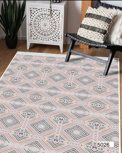 خرید ارزان فرشینه اصفهان طرح قشقایی فرشینه آفتاب کد5026مخمل شانل استپدار